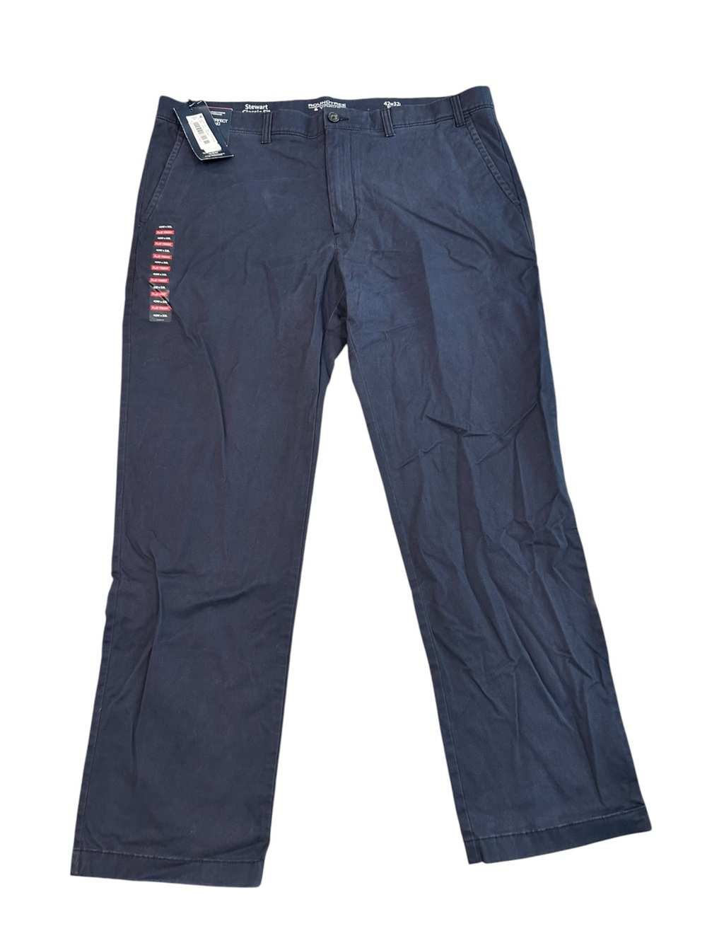 NEW Roundtree & Yorke Perfect Chino Stewart Classic Fit Navy Pants 42x32 Casual